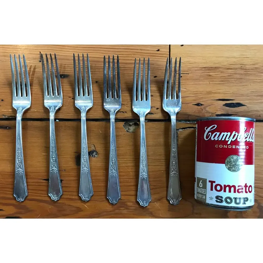 Set Lot 6 Vtg Antique Victorian Floral 1847 Rogers Bros Silverplate Forks 7.5
